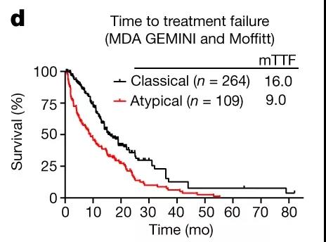 非典型 EGFR 突变的患者与经典EGFR突变患者相比具有较短的TTF