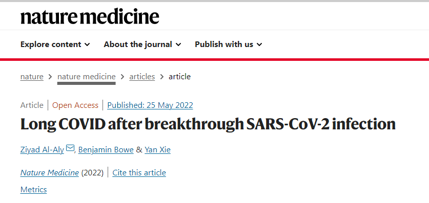 疫苗突破性感染后的Long COVID研究