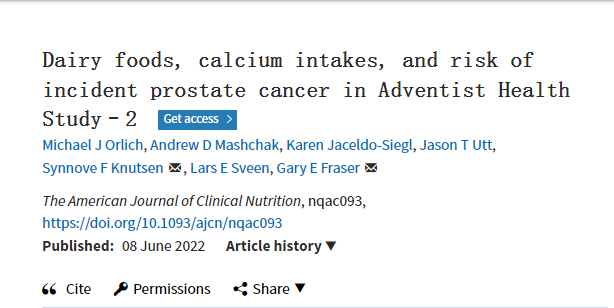 奶制品摄入量较高的男性患前列腺癌的风险显著升高