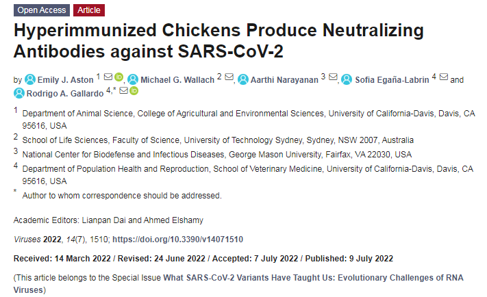 在鸡蛋中产生针对SARS-CoV-2刺突蛋白的抗体的相关研究