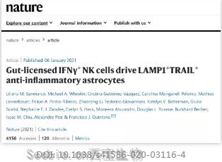 Nature：星形胶质细胞诱导的中枢神经系统炎症与肠道微生物有关！