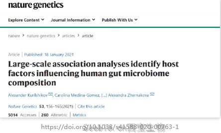 Nature 子刊：超1.8万人全基因组关联分析，揭示遗传因素如何影响我们的肠道<font color='red'>菌群</font>？