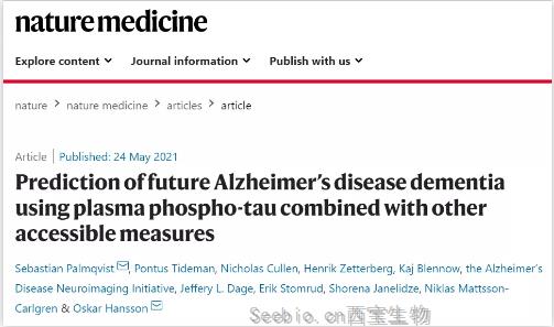 方法来了！Nature子刊：血浆磷酸化tau与其他方法结合可预测阿尔茨海默氏症