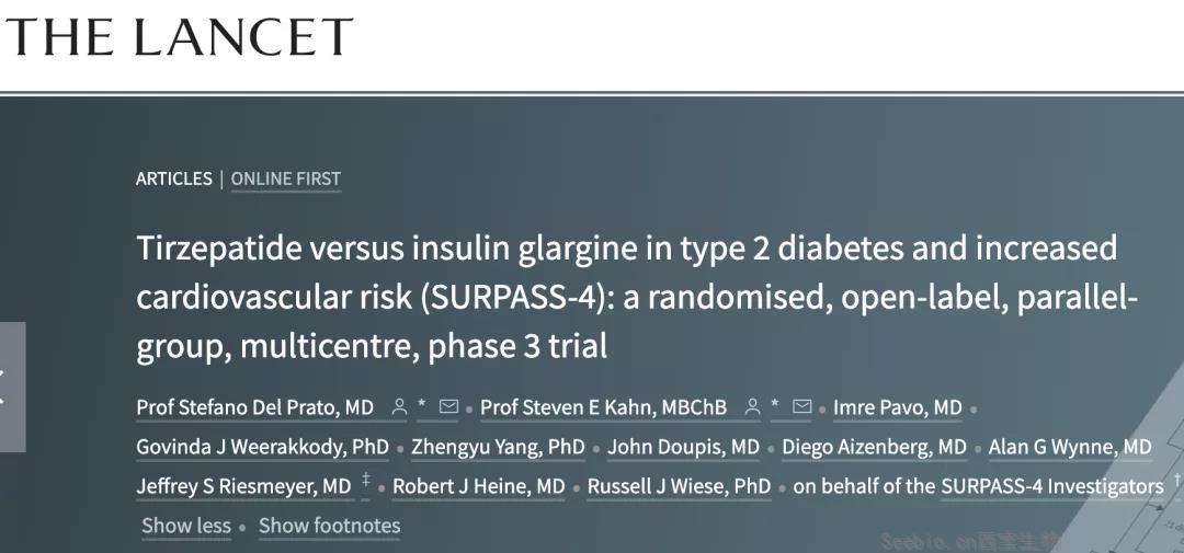 柳叶刀：大队列3期<font color='red'>临床研究</font>表明Tirzepatide治疗2型糖尿病的疗效优于甘精胰岛素